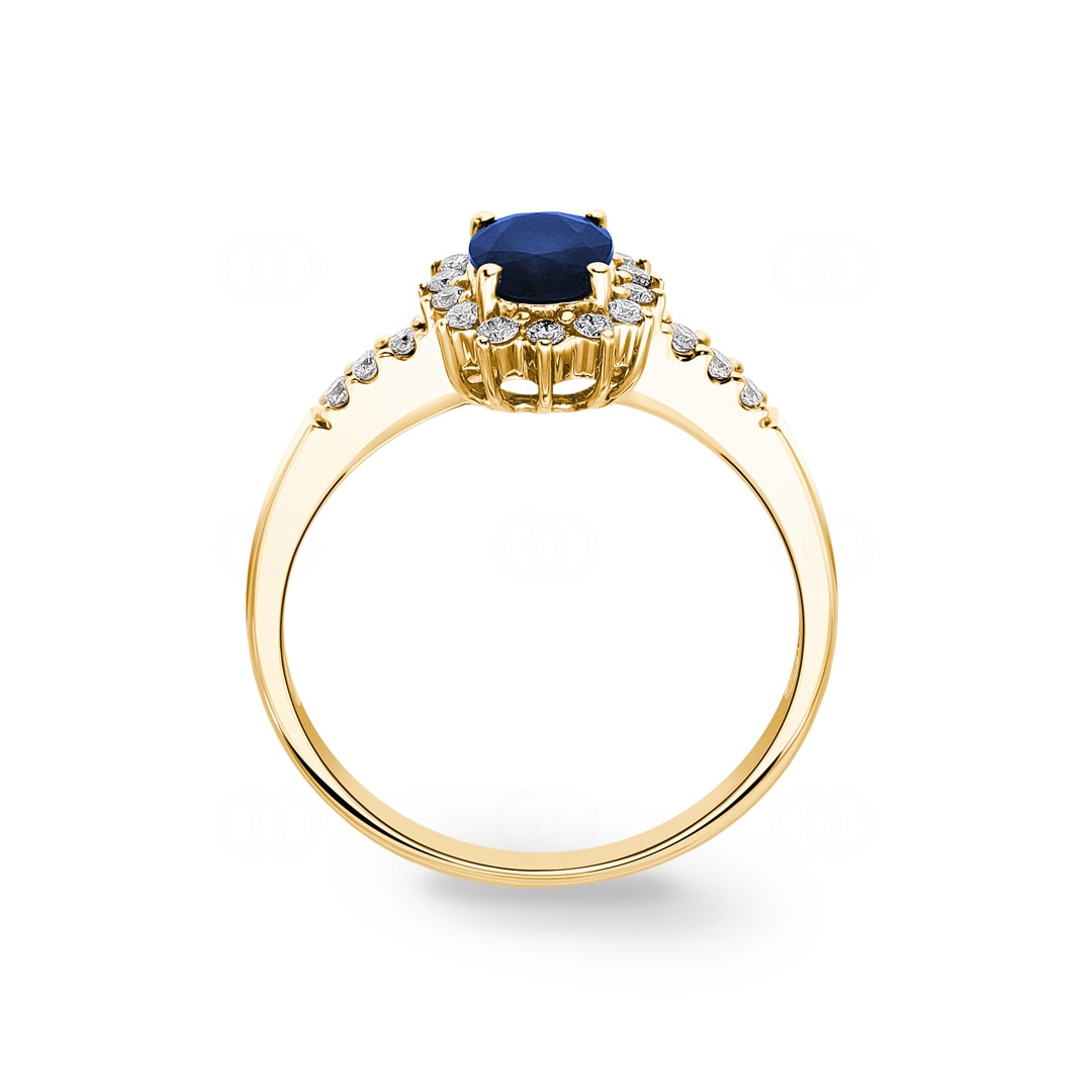 Entourage Ring 750/18 K Gelbgold mit Saphir & Diamanten 0.19 ct H/si