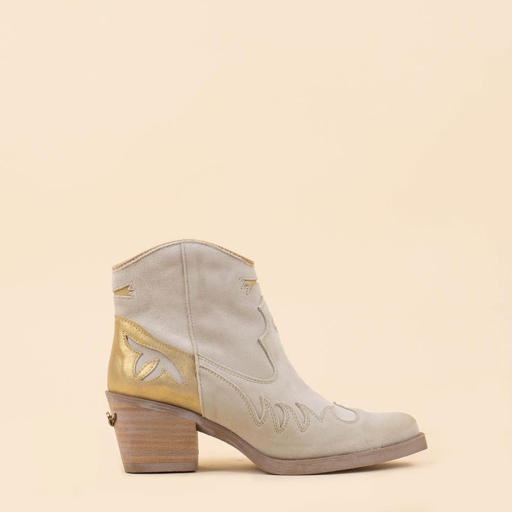 Nemonic 2353 enkellaarsjes offwhite - champagne