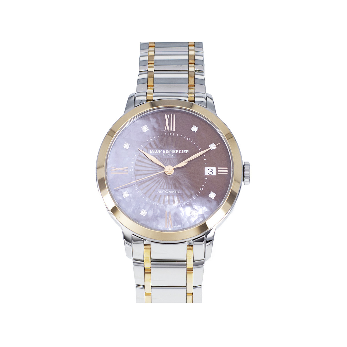 Montre d'occasion BAUME & MERCIER Classima femme automatique bracelet cuir noir