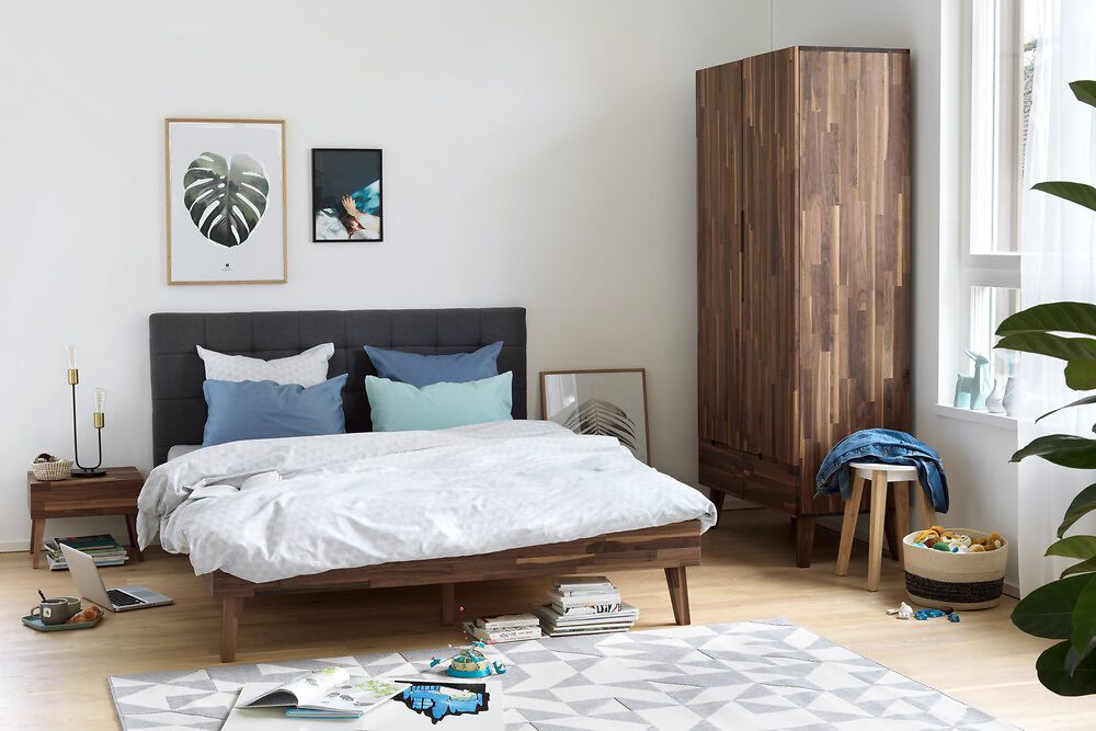 CARA Bett - Nussbaum / B: 90.0 cm x T: 200.0 cm