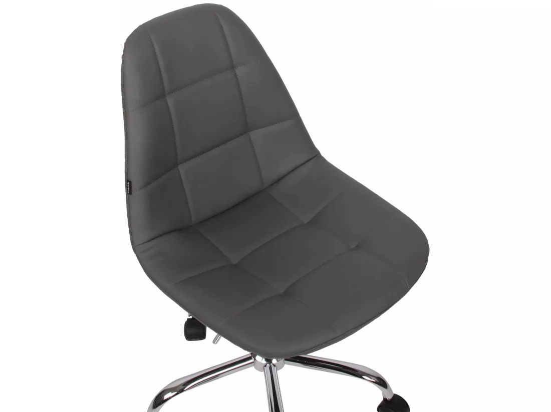Chaise de bureau - Similicuir & Métal chromé - Gris - Reims
