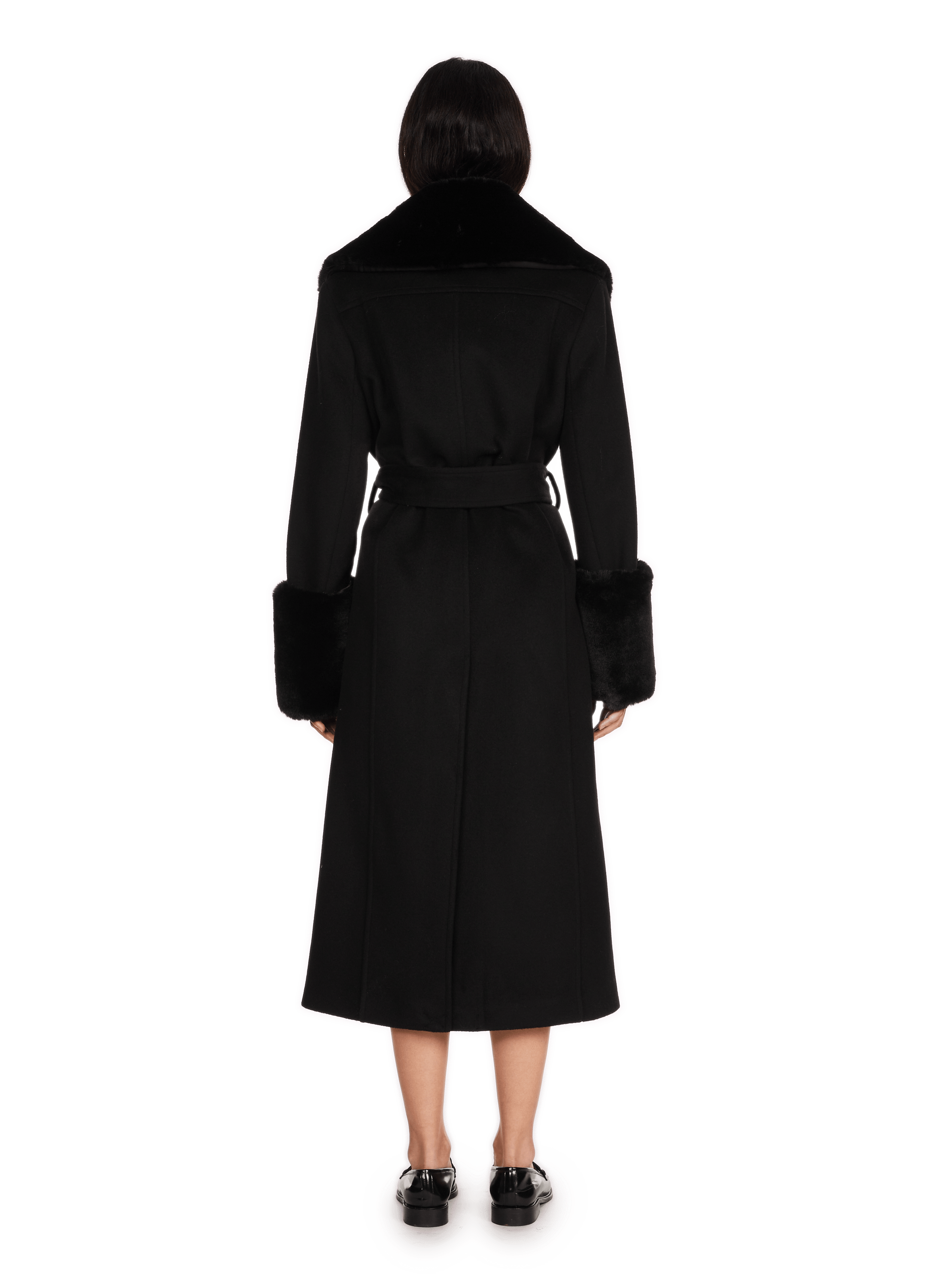 SARLENE - Manteau long en laine mélangée | Noir