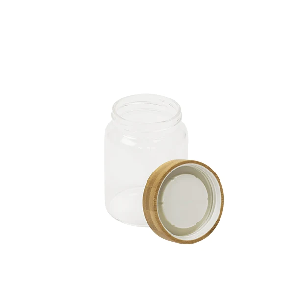 Bocal en verre avec couvercle en bambou 450 ml Pebbly