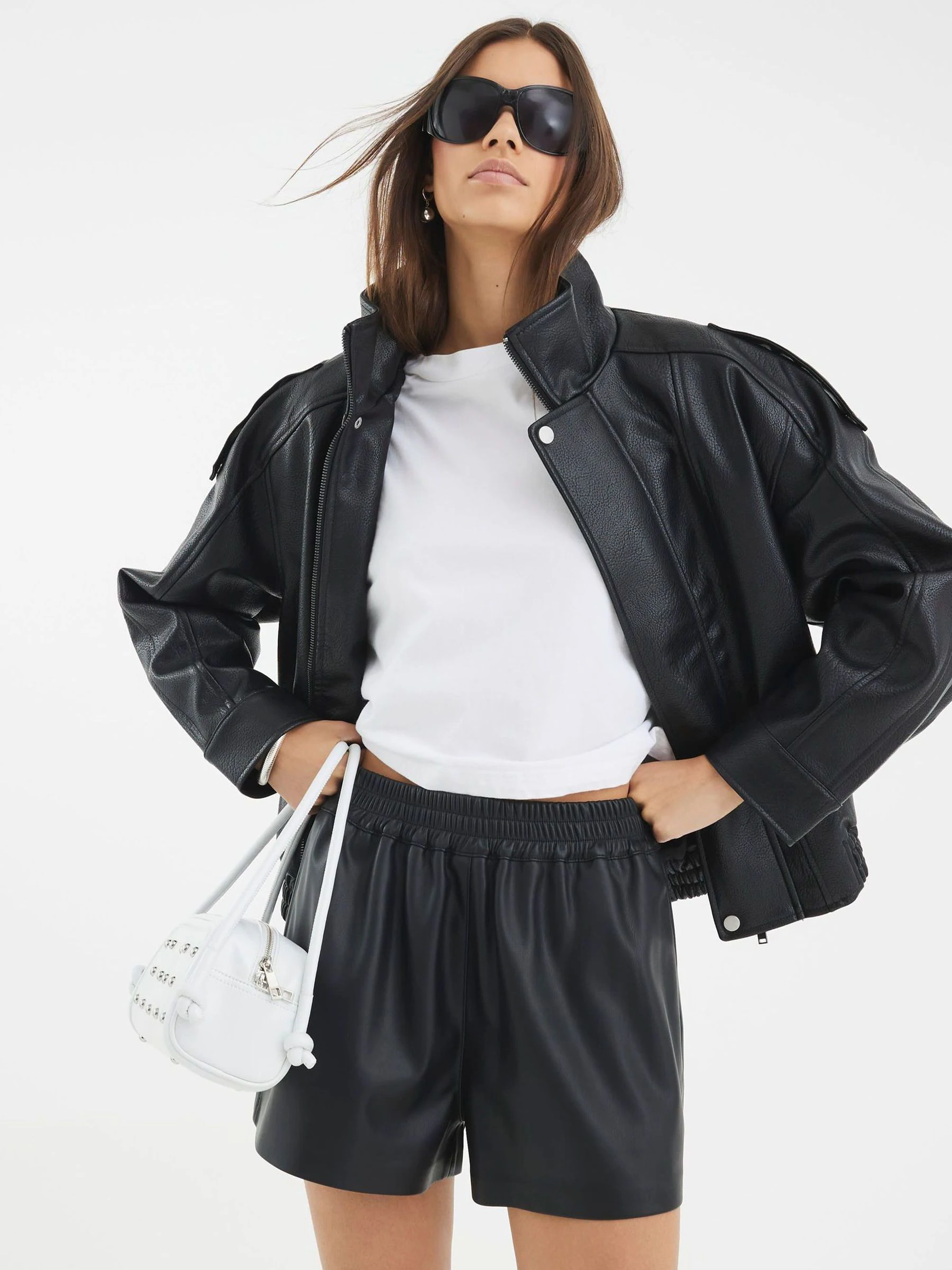 River Island Elasticated Faux Leather Shorts