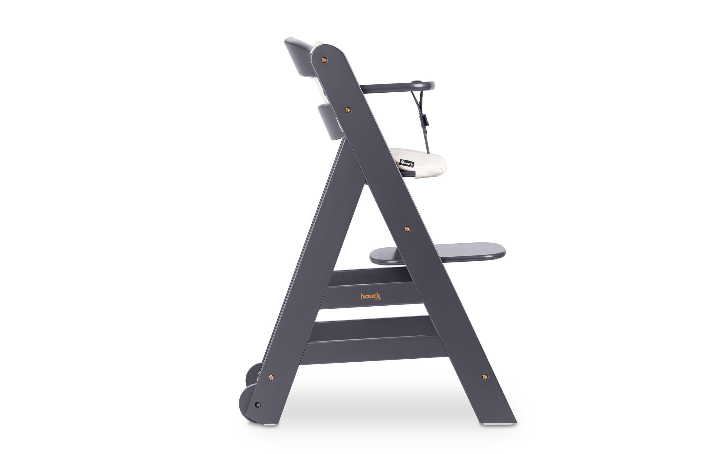 Treppenhochstuhl Beta+ Dark Grey<br>Kippsicheres und mitwachsendes Holzhochstuhlset