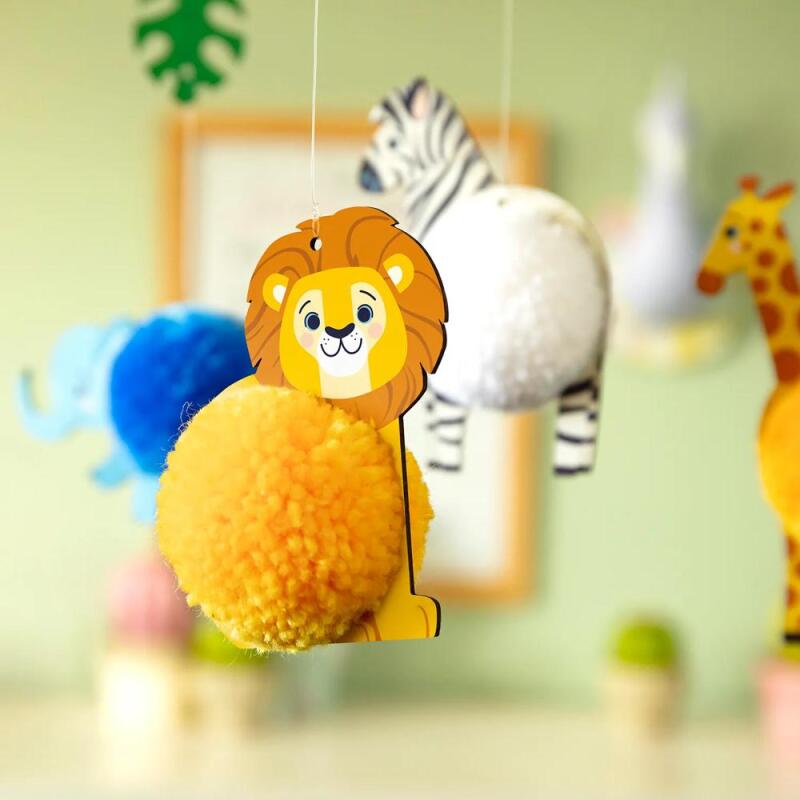 Boîte créative, Pompons, Animaux de la savane - Multicolore