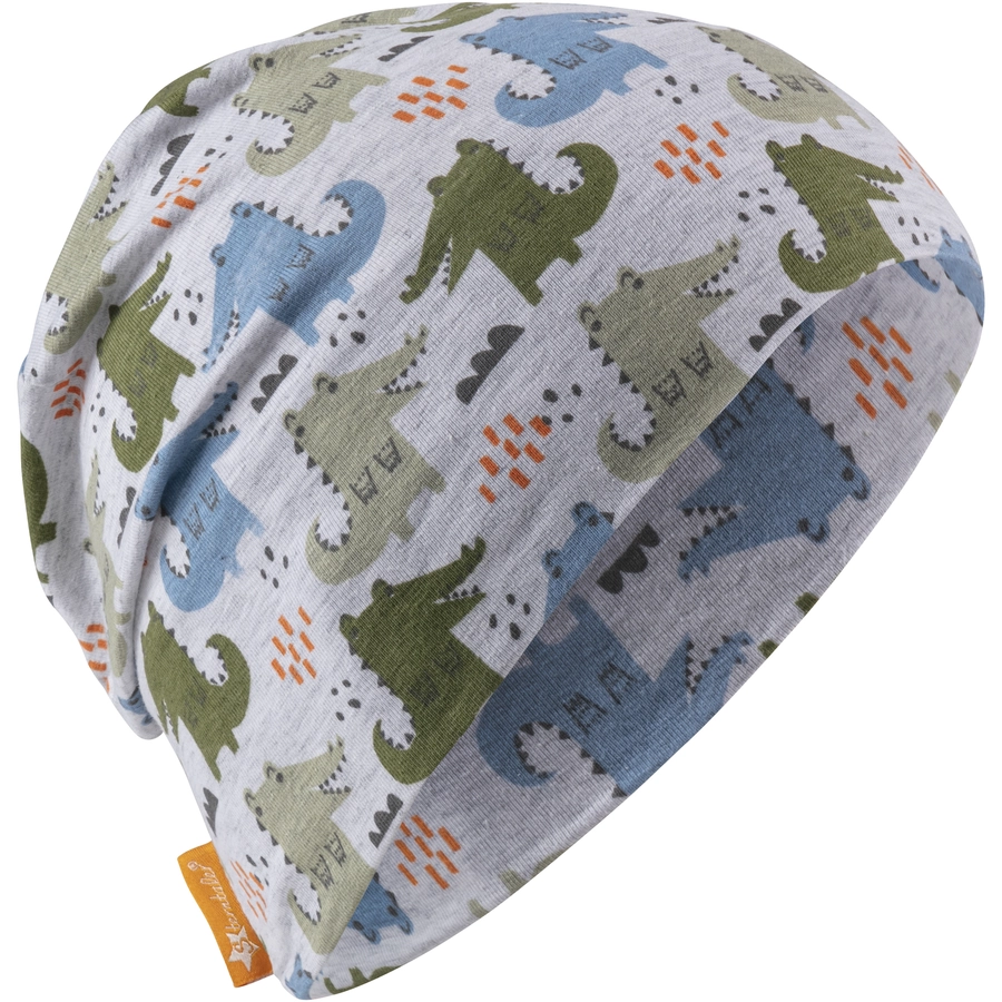 Sterntaler Slouch-Beanie Krokodile silber