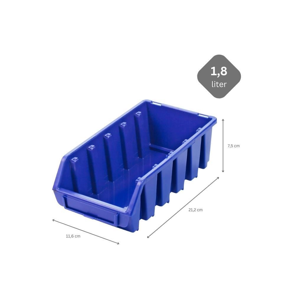 PROREGAL Super Saver Set 10x Opbergdoos 2L HxBxD 7,5 x 11,6 x 21,2 cm Polypropyleen Blauw