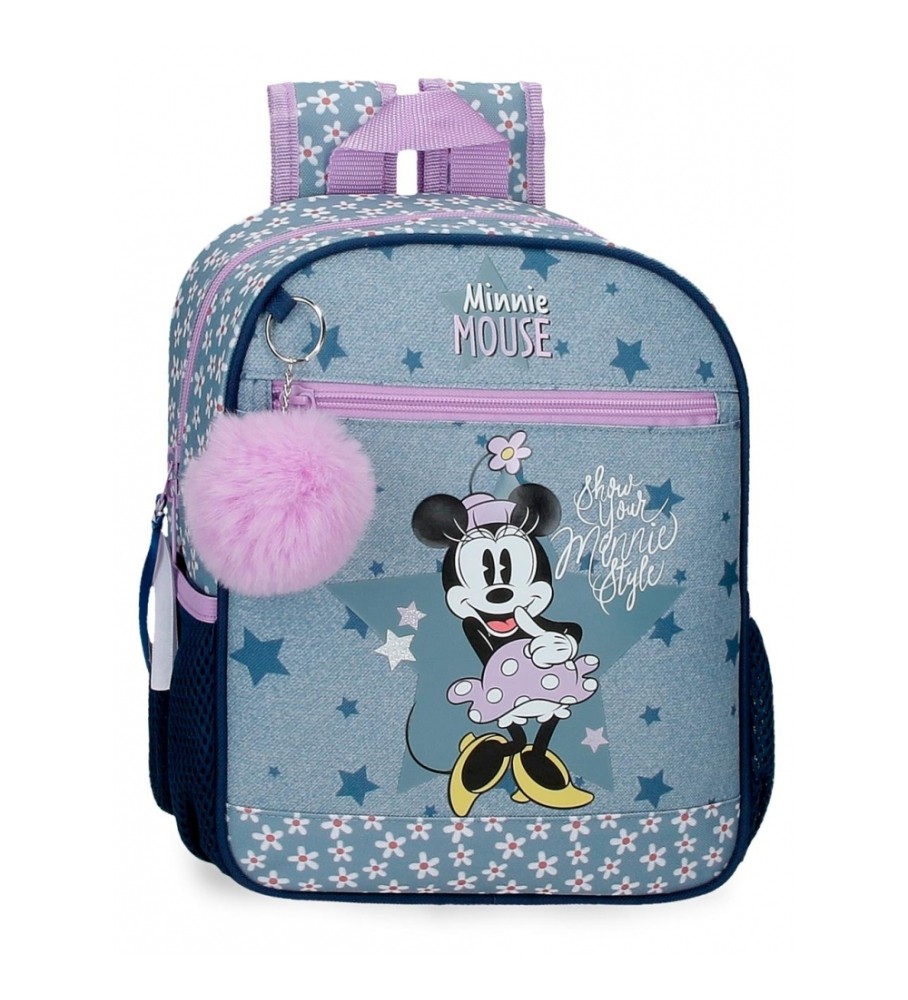 Mochila pré-escolar estilo Minnie da Disney - Azul - 23x28x10cm -
