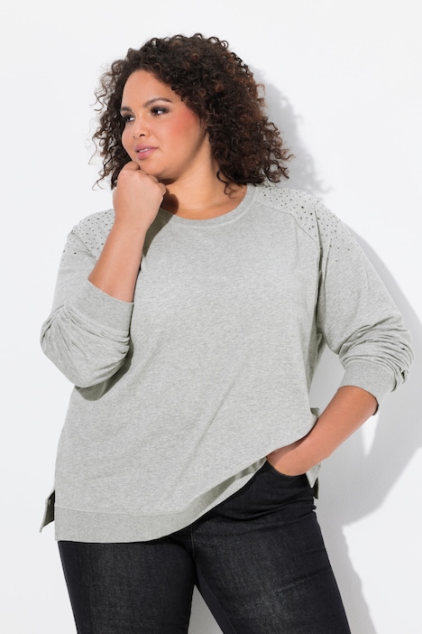 Sweatshirt, Ziernieten, Oversized, Rundhals, Langarm