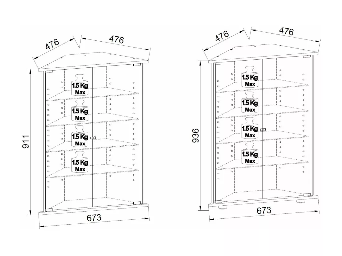 Vitrine murale Vitrine d'angle Vecko