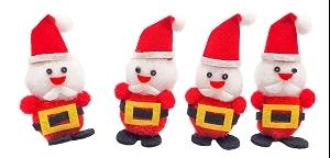 PERE NOEL POMPONS ET FEUTRINE 5.5X3CM X4 PIECES