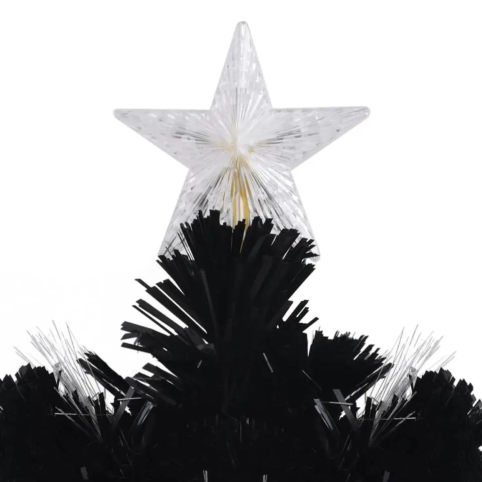 vidaXL Kerstboom met LED-sneeuwvlokken 210 cm glasvezel zwart