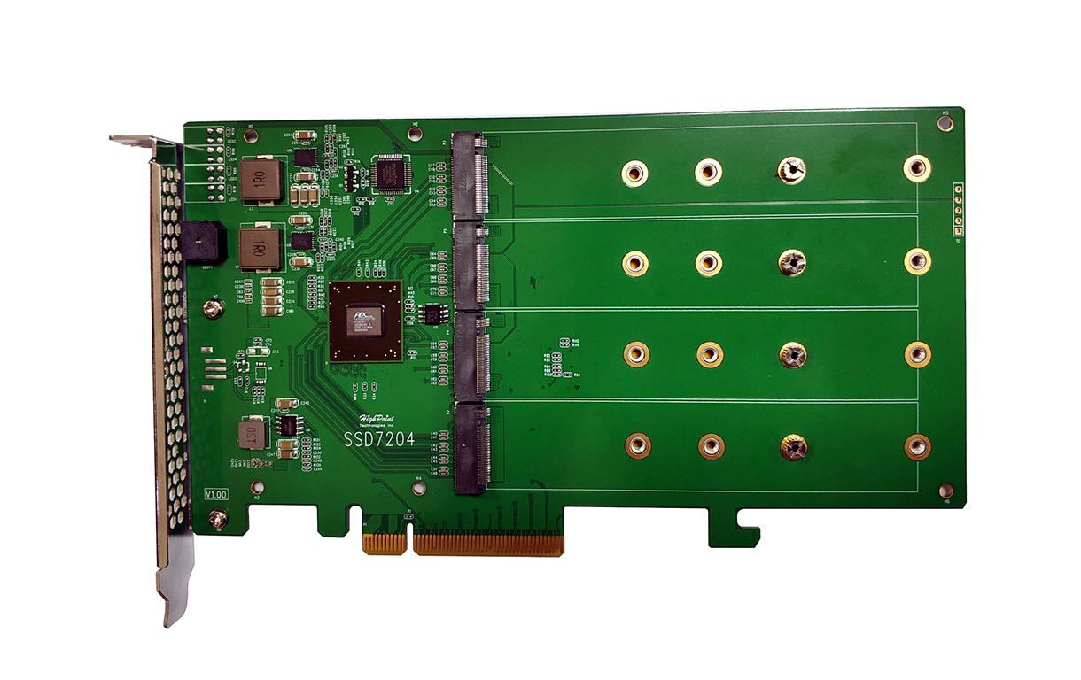 RAID-Controller SSD7204 4x M.2 NVMEx4v3, PCI-Ex8<br>Highpoint SSD7204 - der branchenweit beste Kosten/Leistungs-NVMe-RAID-Controller