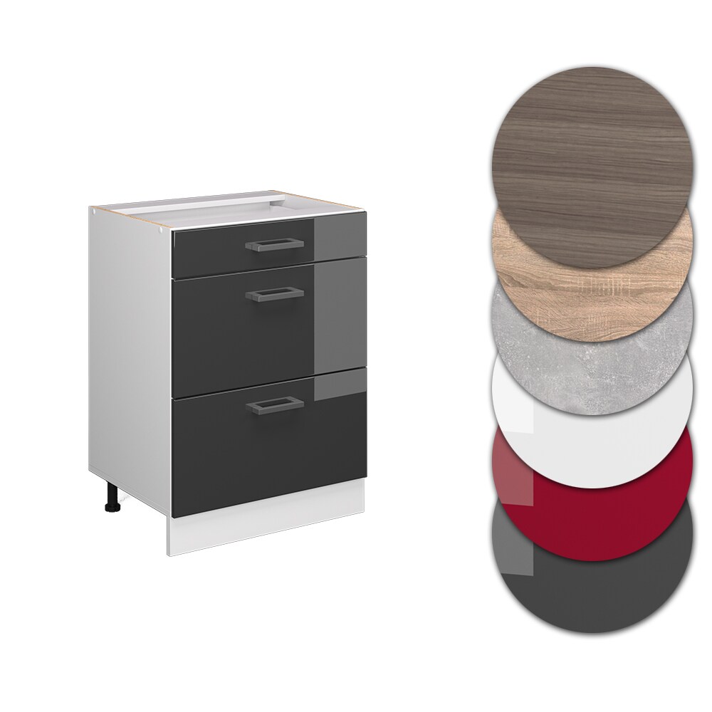 Vicco Schubladenunterschrank Küchenschrank Küchenzeile R-Line 60 cm Weiß Anthrazit Schublade