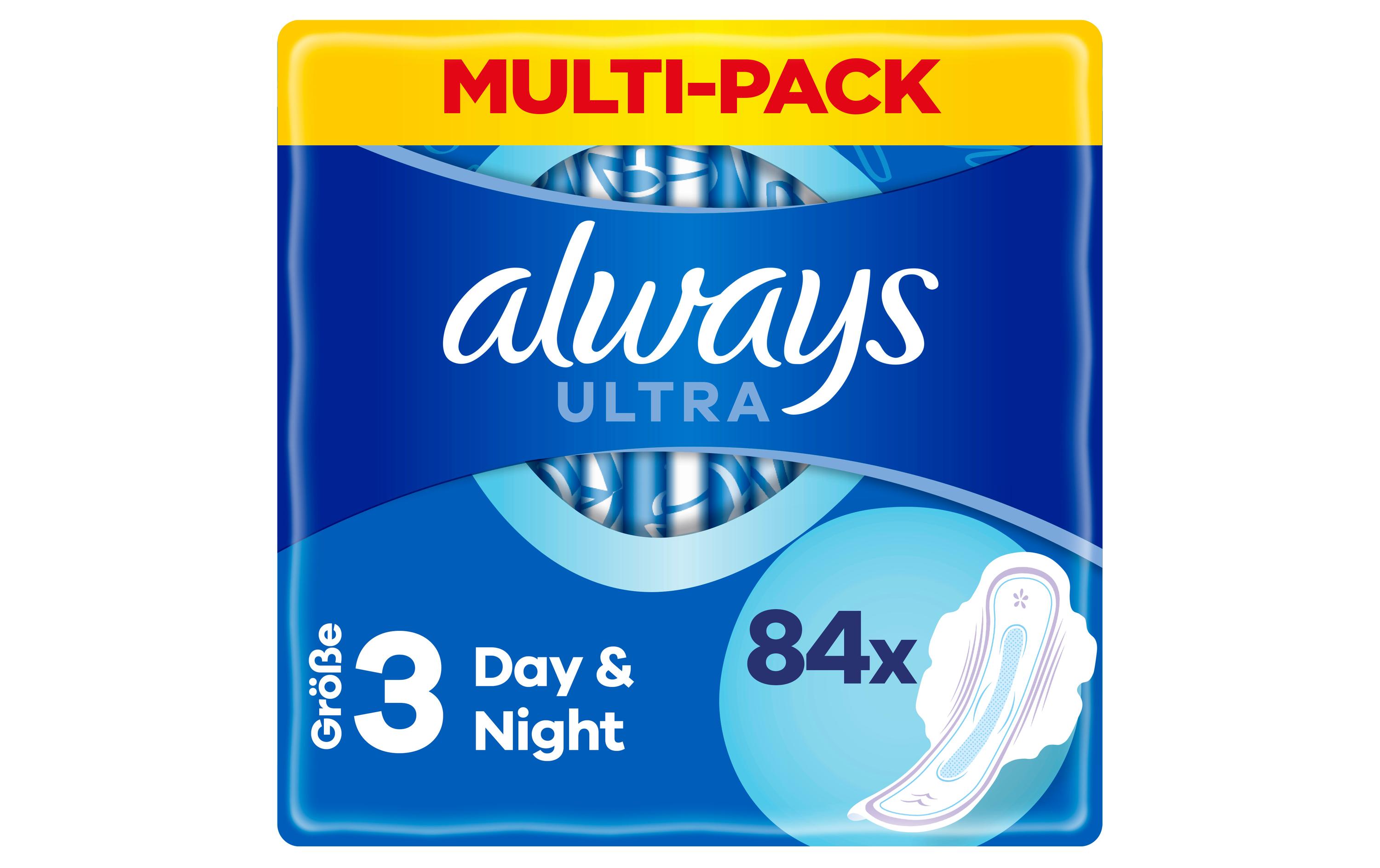Binde mit Flügeln Ultra Day and Night 84 StückHochwertige Binden mit saugfähigem Kern