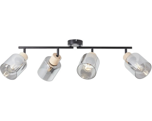 Plafondspot, 4-lichts, HxB 23x73 cm, zwart