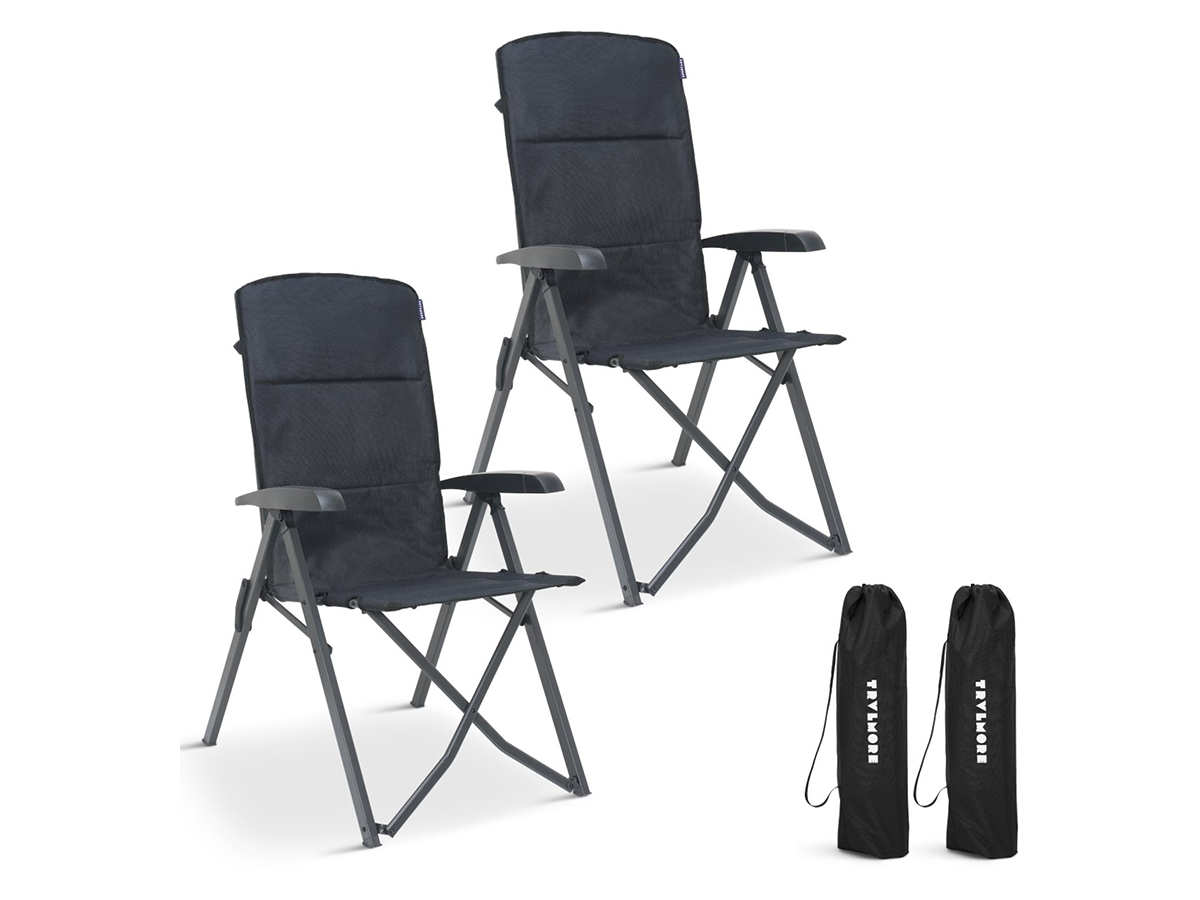 TRVLMORE Luxe Soft Grey vouwstoel - Set van 2