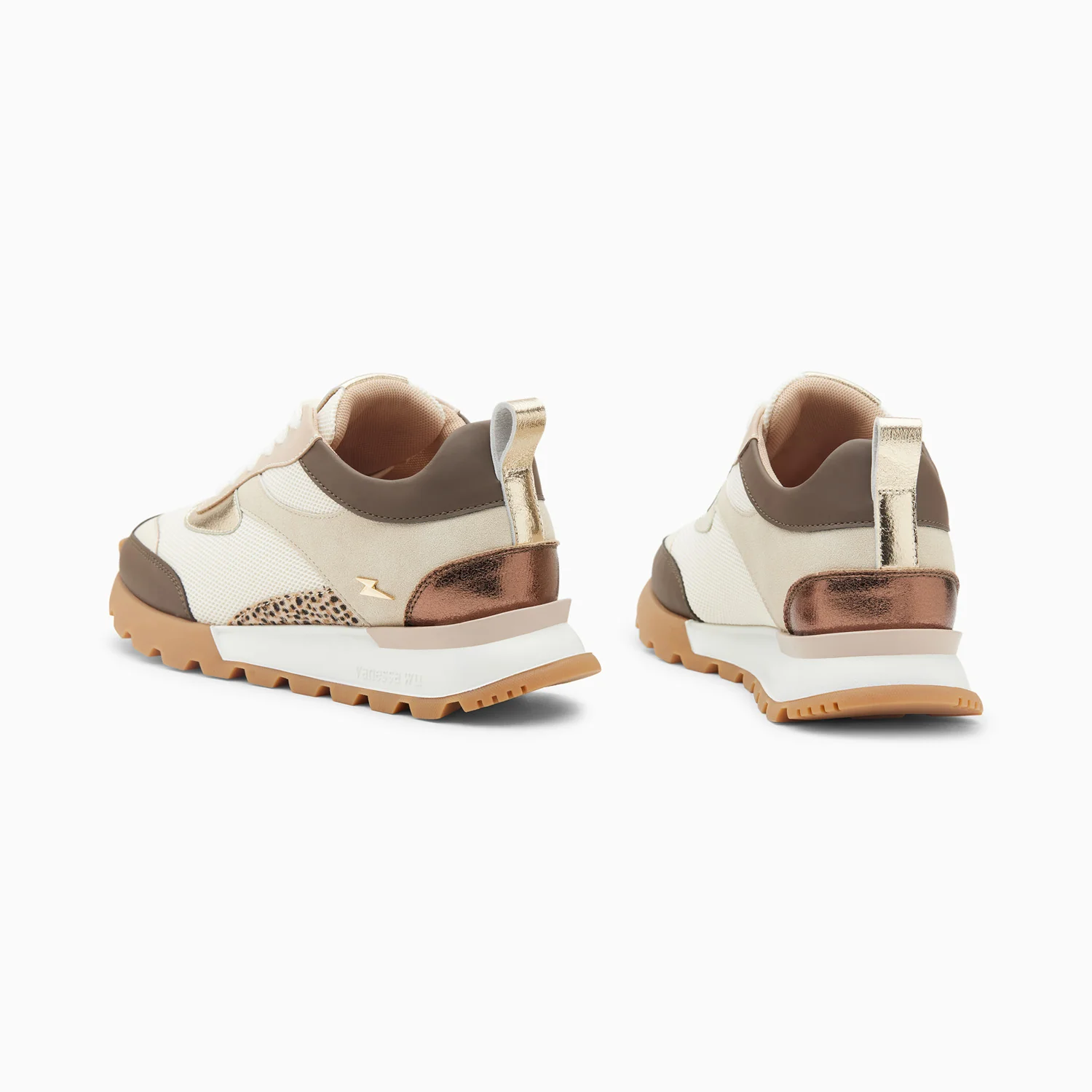Sneakers-Baskets Samantha beige et marron à semelle running