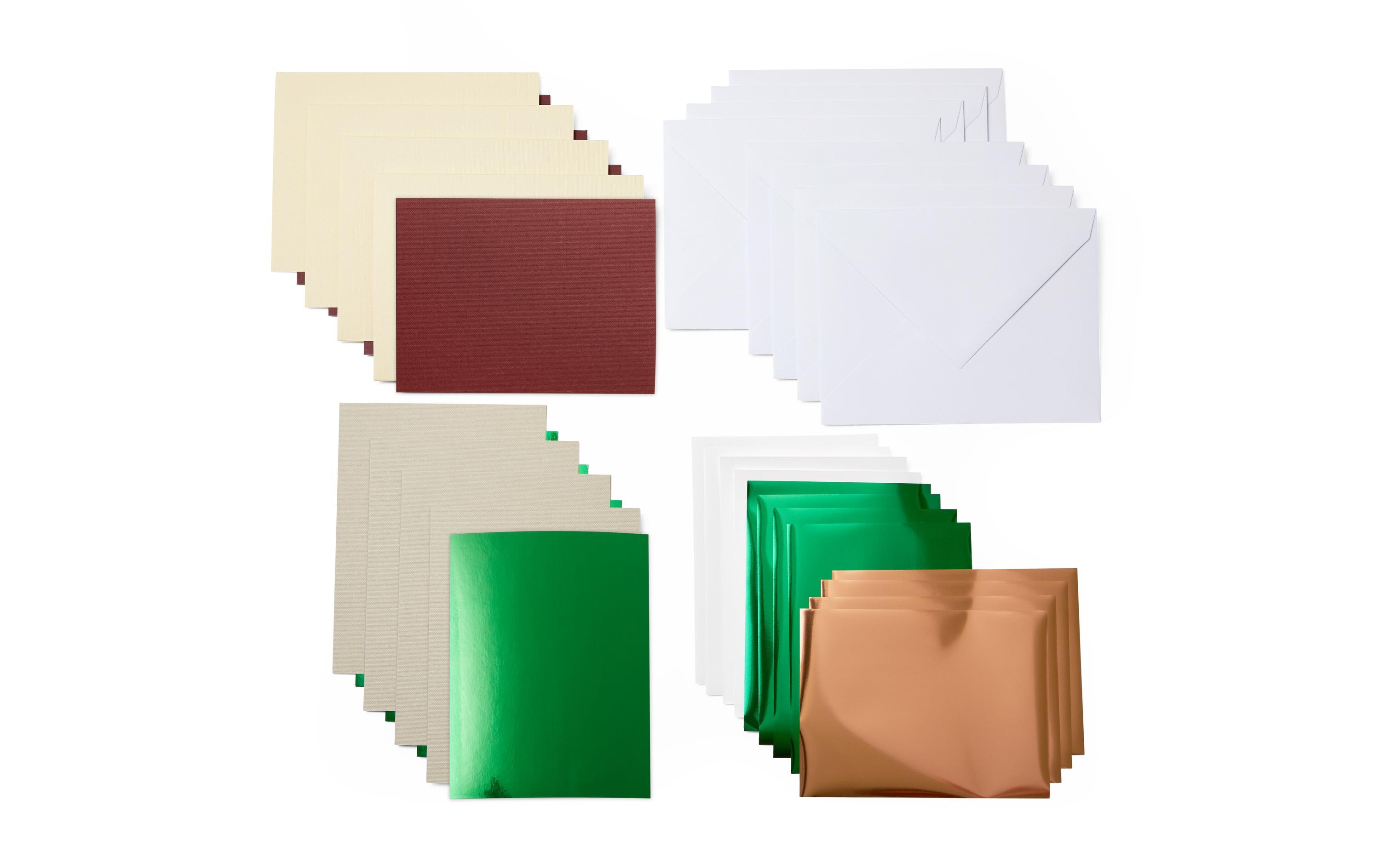 Blankokarte Joy 10.8 x 14 cm Transfer, Creme/Khaki, 8 StückKartenset mit Transferfolien