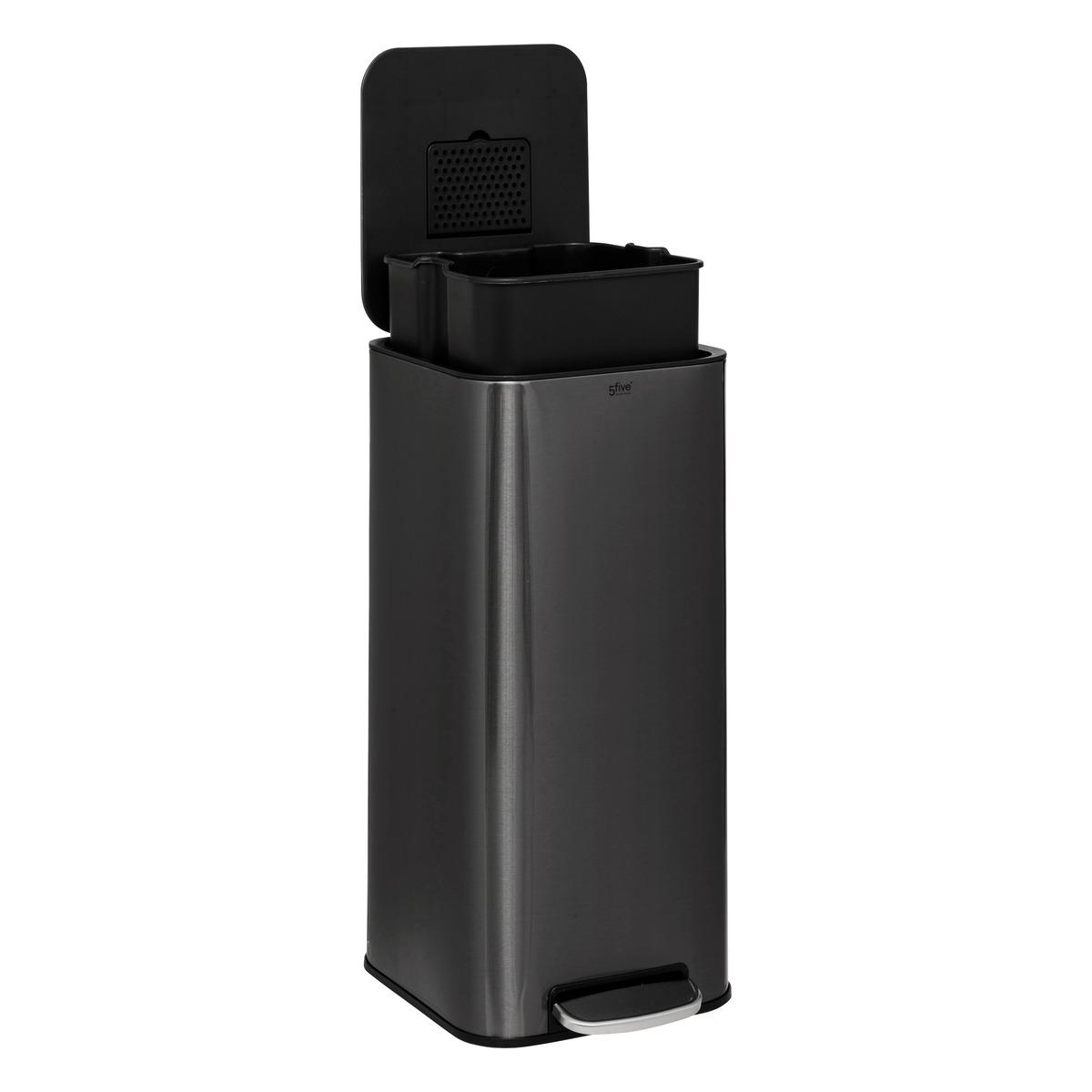 POUBELLE A PEDALE CARRE DELTA 30L CARBONE