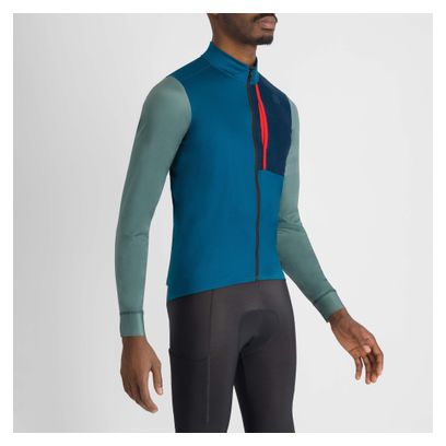 Maillot Manches Longues Sportful Supergiara Thermal Bleu/Vert