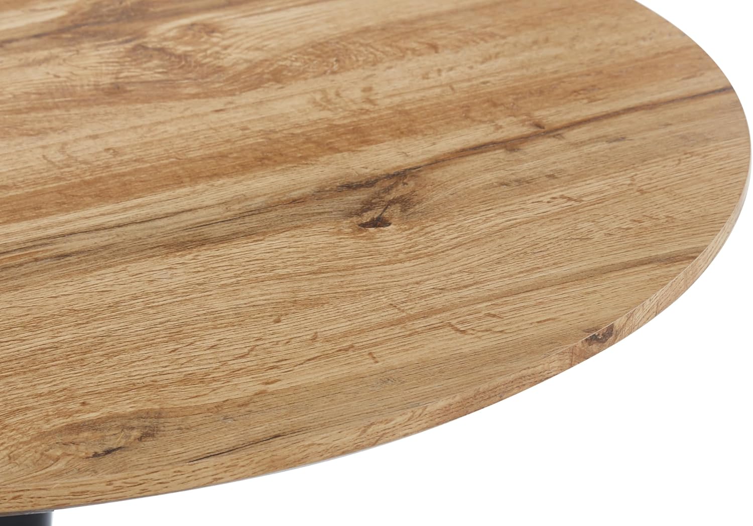 SAM Esstisch Stockholm | Rund Ø 80 cm | Holz Wildeiche-Optik | Gerade Kante | Tulpenfuß Metall schwarz | Moderner Säulentisch/Kaffeetisch für Esszimmer & Küche
