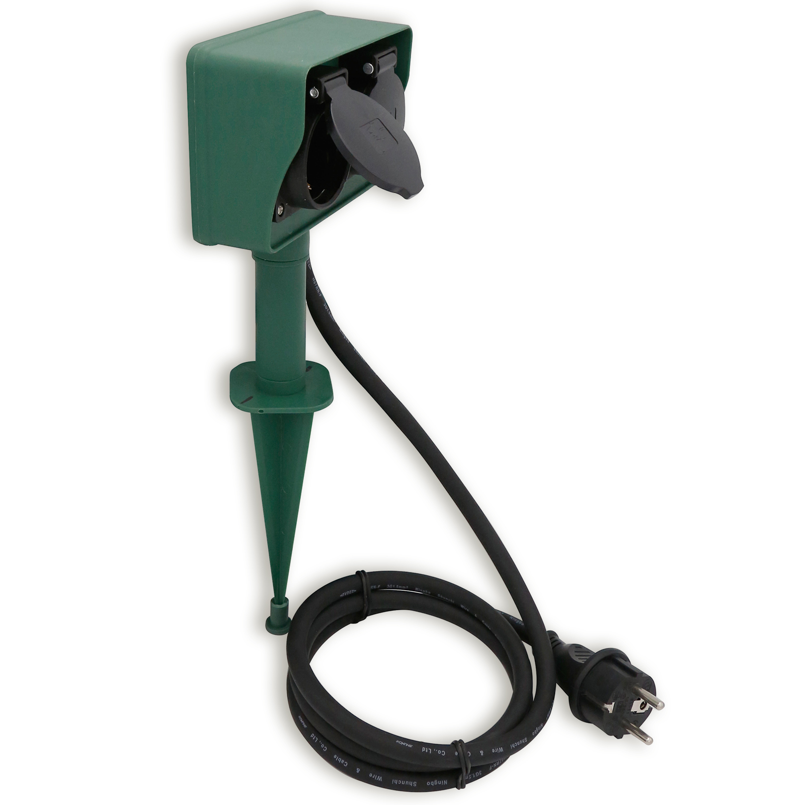 Garten-Steckdosen-Erdspieß - 2 Schukostecker