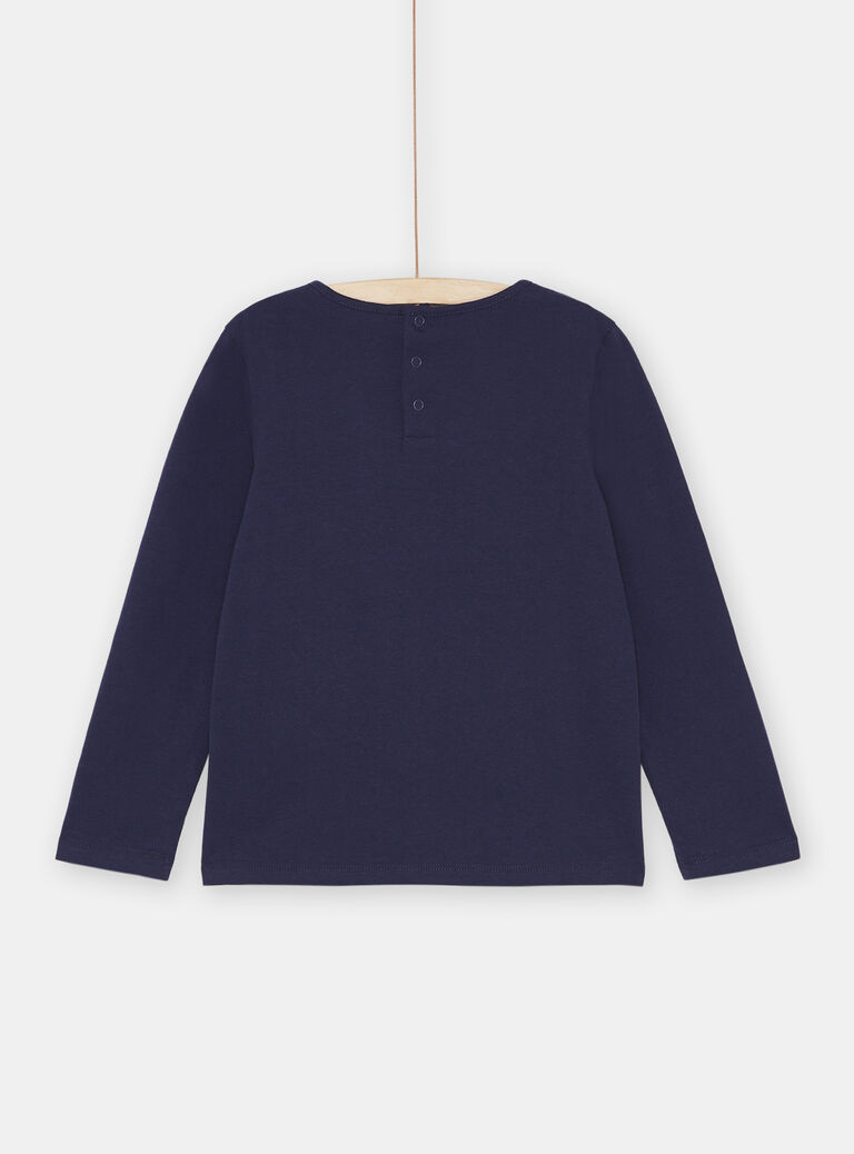 T-shirt bleu marine à manches longues fille