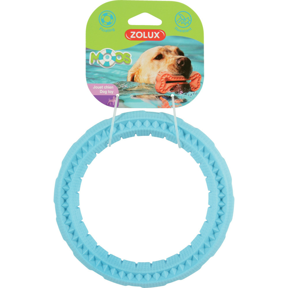 Jouet anneau ø 17 cm x 3 cm bleu moos tpr flottant pour chien