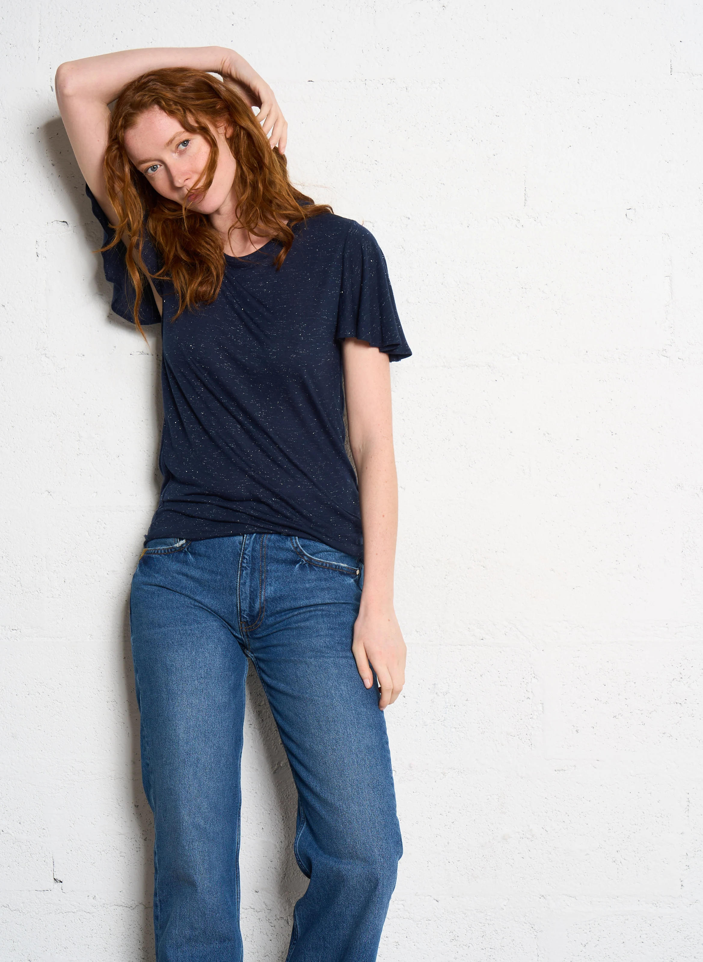 Tee-shirt droit manches courtes| Bleu