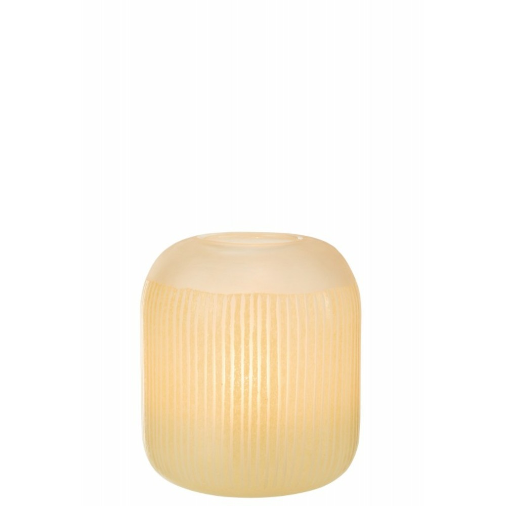 Vase avec lignes en verre jaune 20x20x24 cm