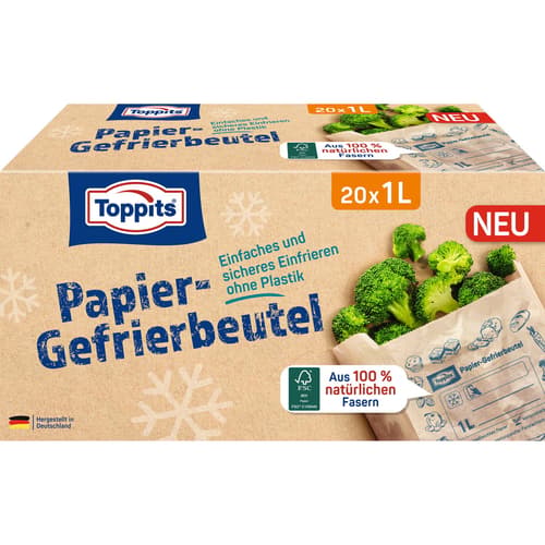 Toppits® Papier-Gefrierbeutel 1L