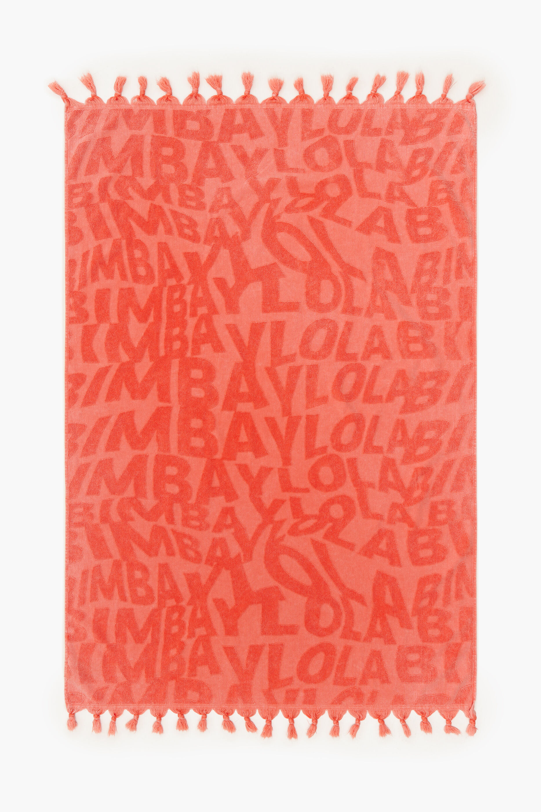 Toalha laranja com logo em jacquard