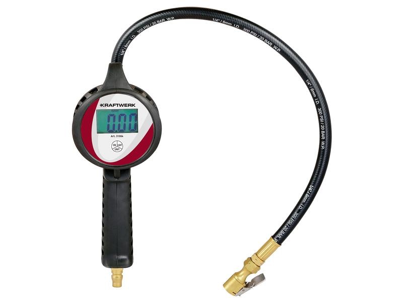 Kraftwerk Druckluft-Reifenfüllmesser 12 bar, Digital Reifenfüll-Messgerät mit Digital-Manometer
