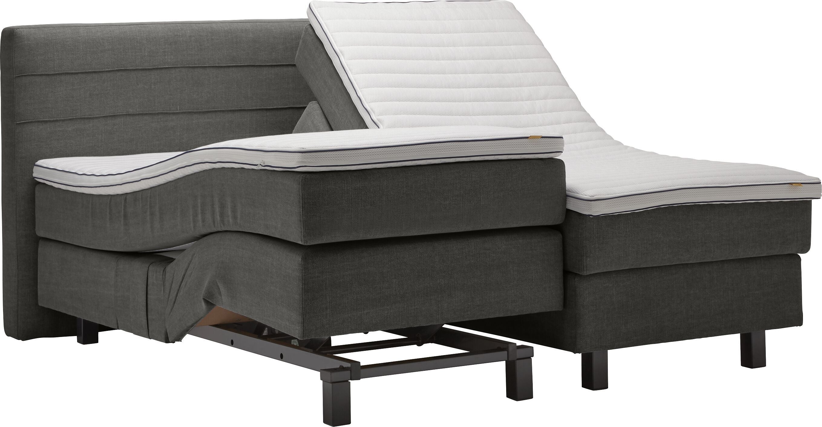 bico GOODNIGHT Boxspringbett - Mittelgrau / B: 160.0 cm x T: 200.0 cm