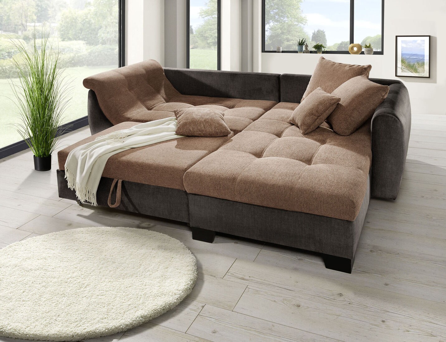 Bequeme Polsterecke mit Bettfunktion