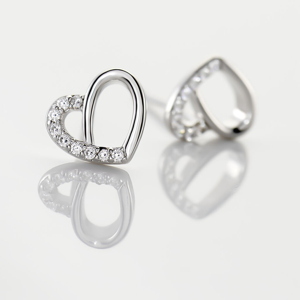 Boucles D'oreilles Puces Dorthea Argent Blanc Oxyde De Zirconium