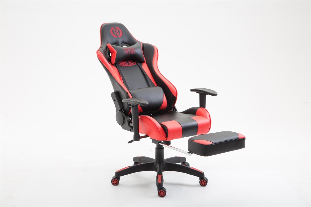 CLP Gaming Bürostuhl BOAVISTA mit Kunstlederbezug, max. belastbar bis 136 kg, Gaming Stuhl mit/ohne Fußablage, Chefsessel mit Wippmechanismus,