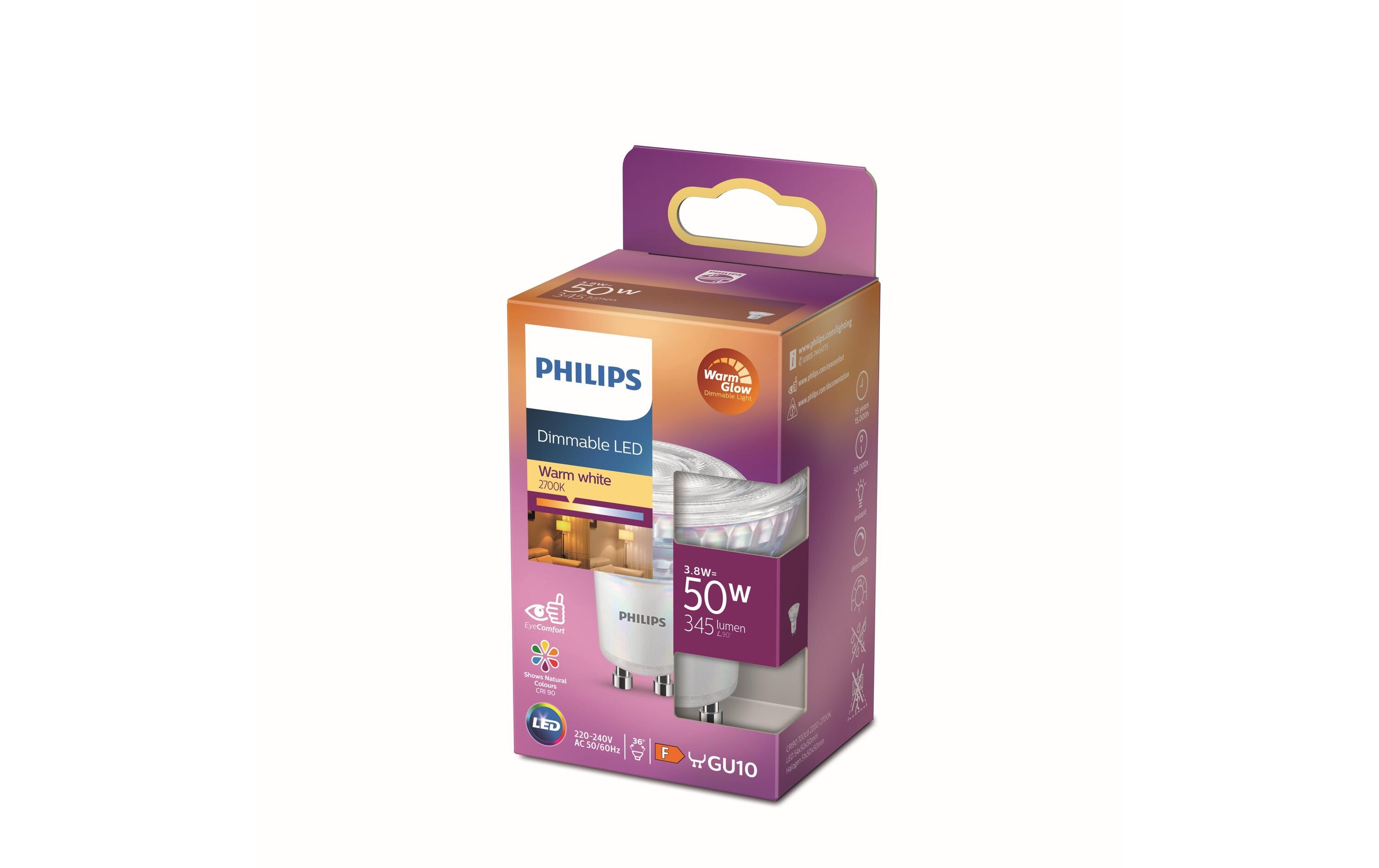 Lampe LEDcla 50W GU10 WW WGD90 WarmweissLeuchtmittel GU10 mit klarem Glas