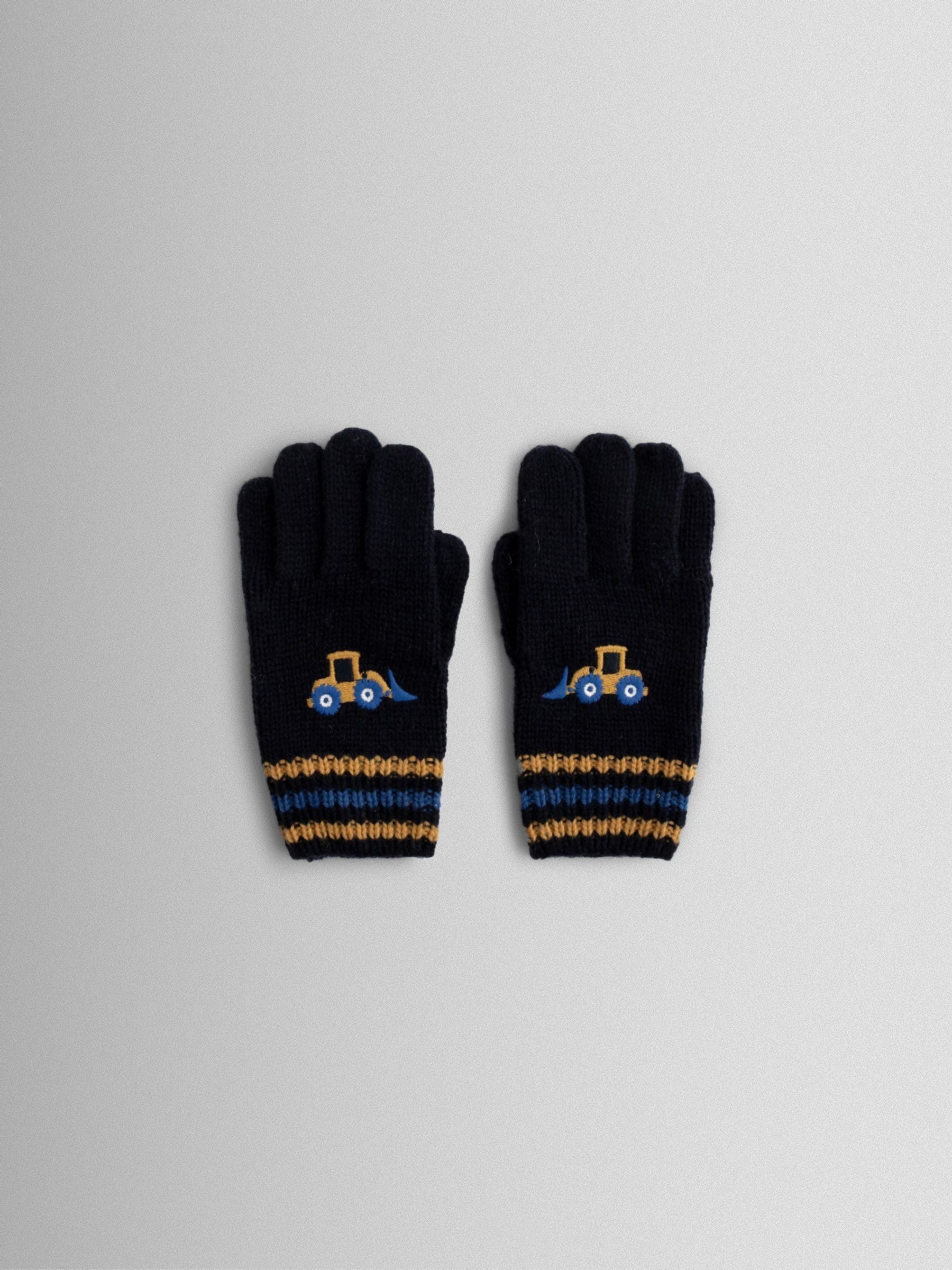 Marineblauw met graafmachine - JoJo Maman Bébé applicatiehandschoenen