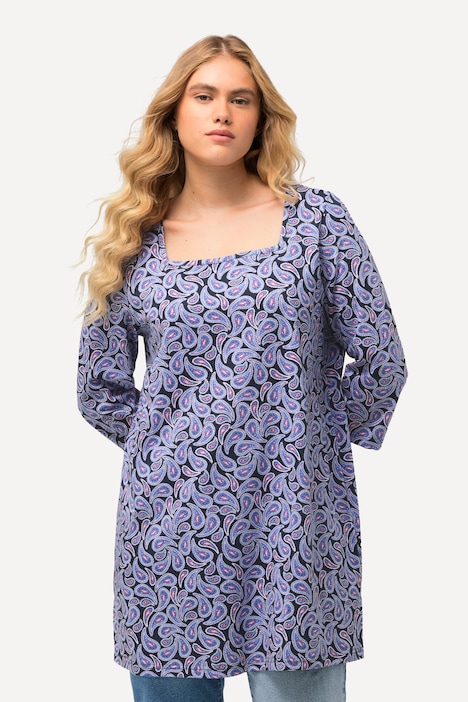 Shirt, Paisleymuster, Carree-Ausschnitt, 3/4-Arm