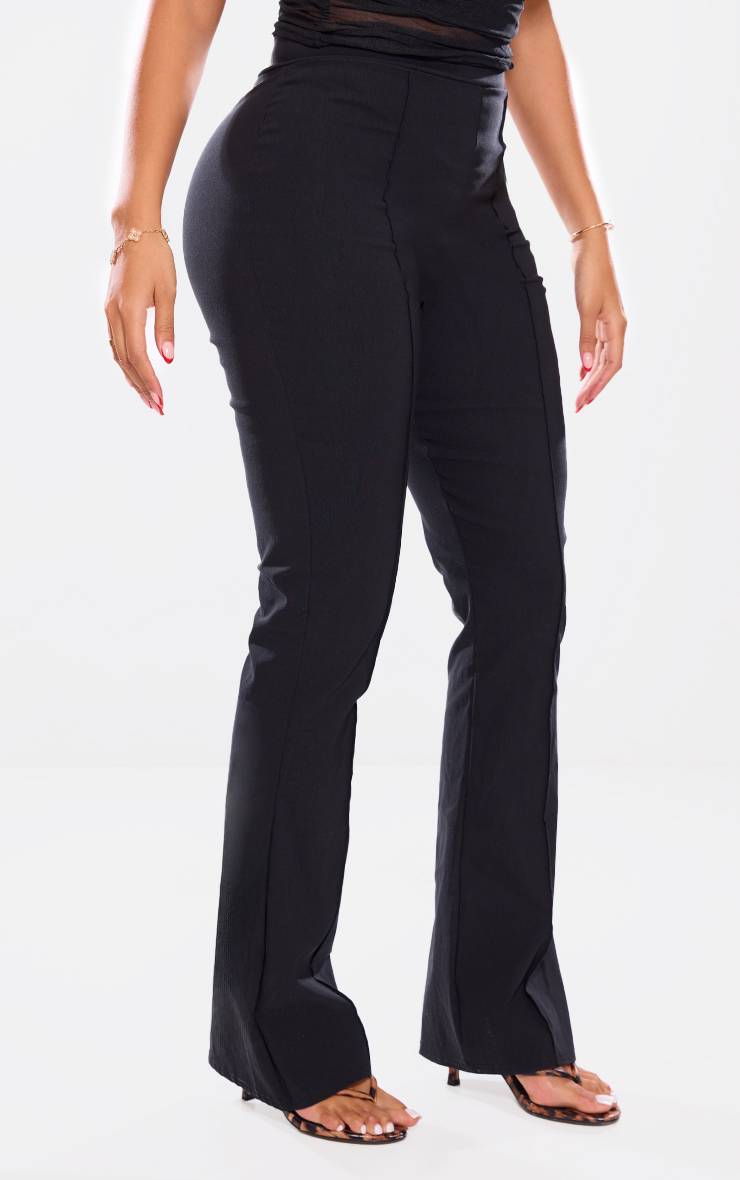 Noir Pantalon Évasé Taille Haute À Pinces Ajusté Shape
