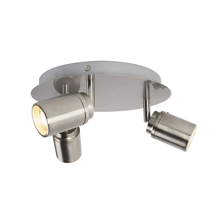 Moderne badkamer spot staal 3-lichts IP44 - Ducha