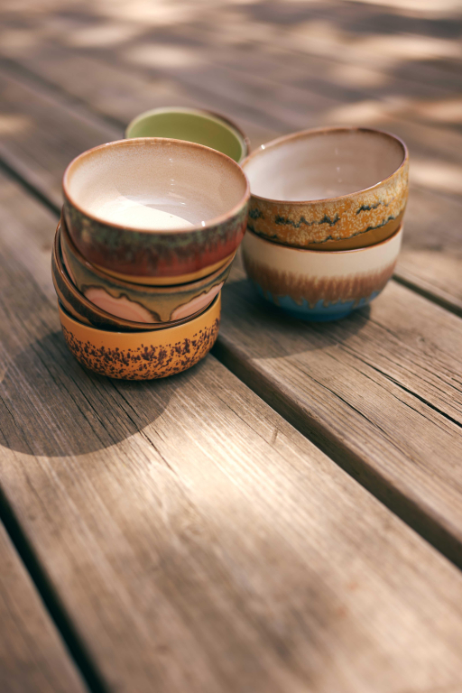 HKliving 70's Ceramic noodle schaal Ø13.5 set van 4 groovy