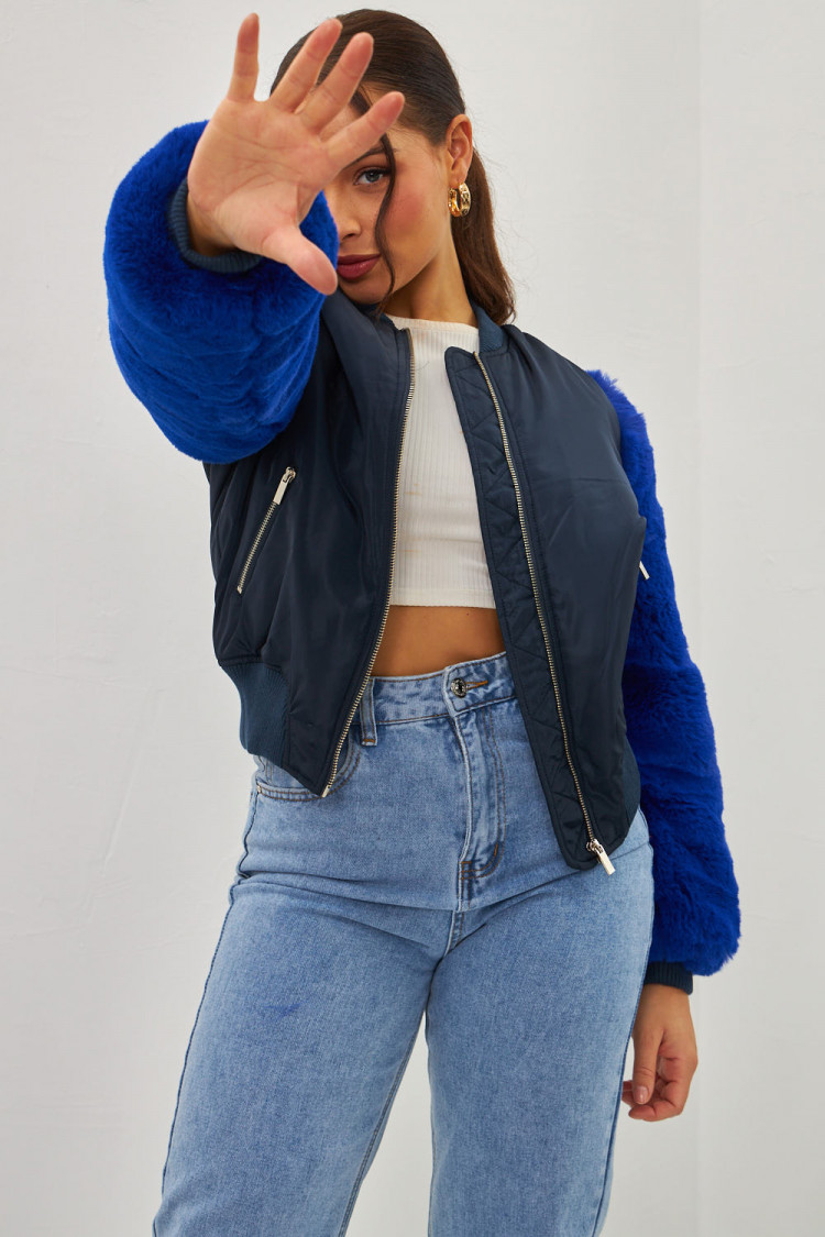 Bomber à manches en fourrure