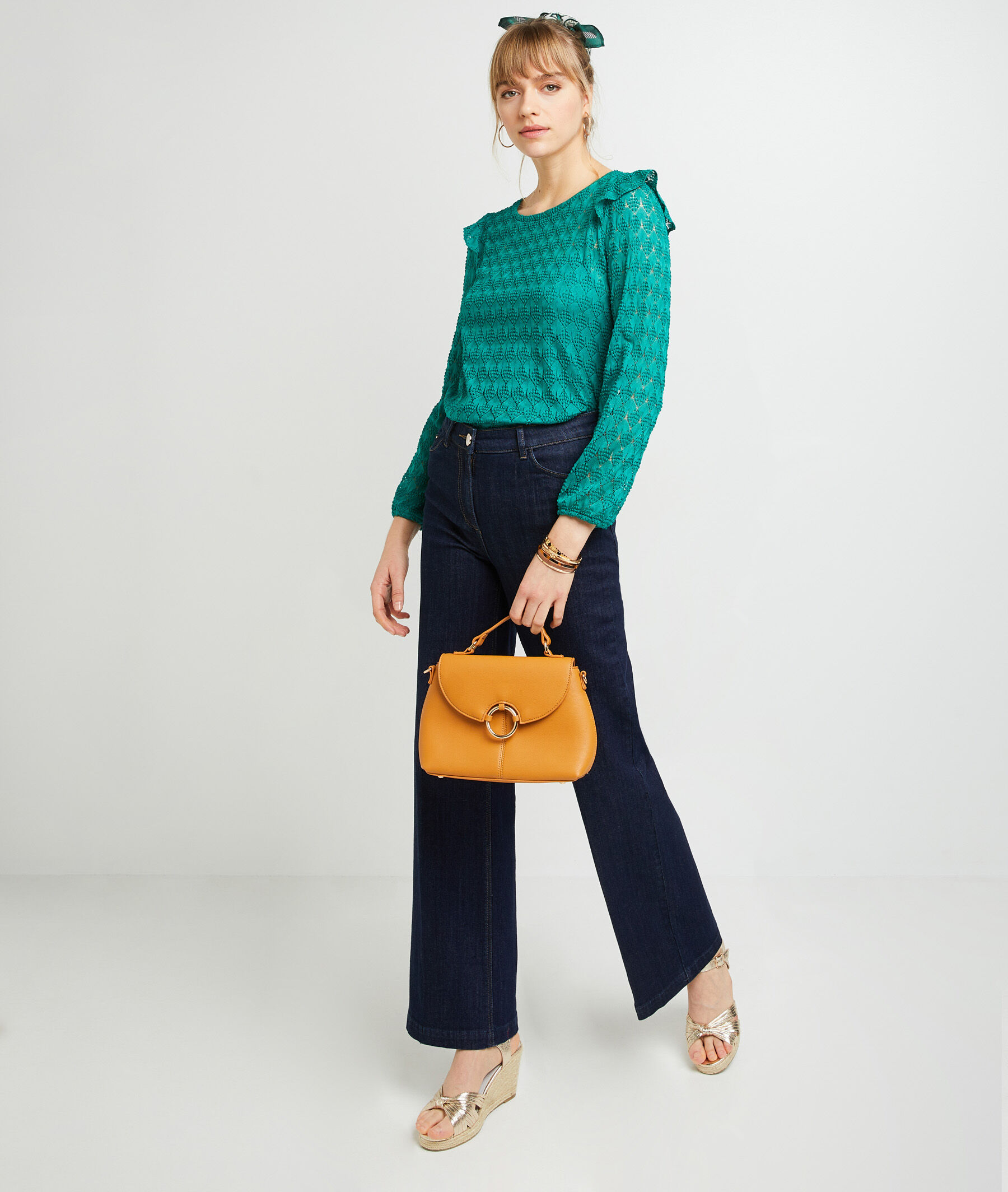 T-shirt en dentelle femme - VERT