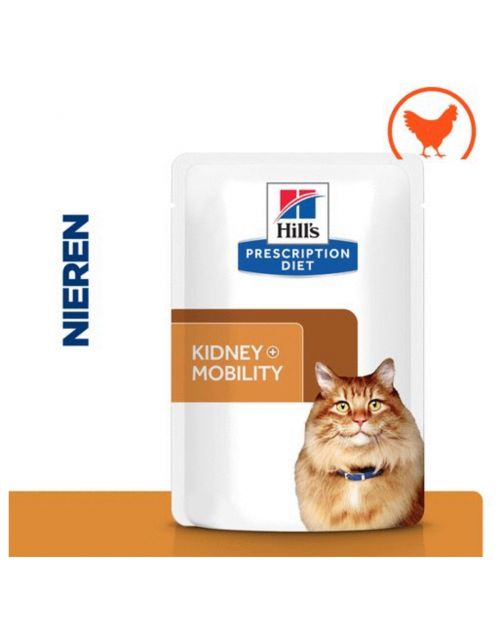 Hill's Prescription Diet K\/D + Mobility - Kidney + Joint Care Maaltijdzakjes - Kattenvoer - Kip 12x85 g