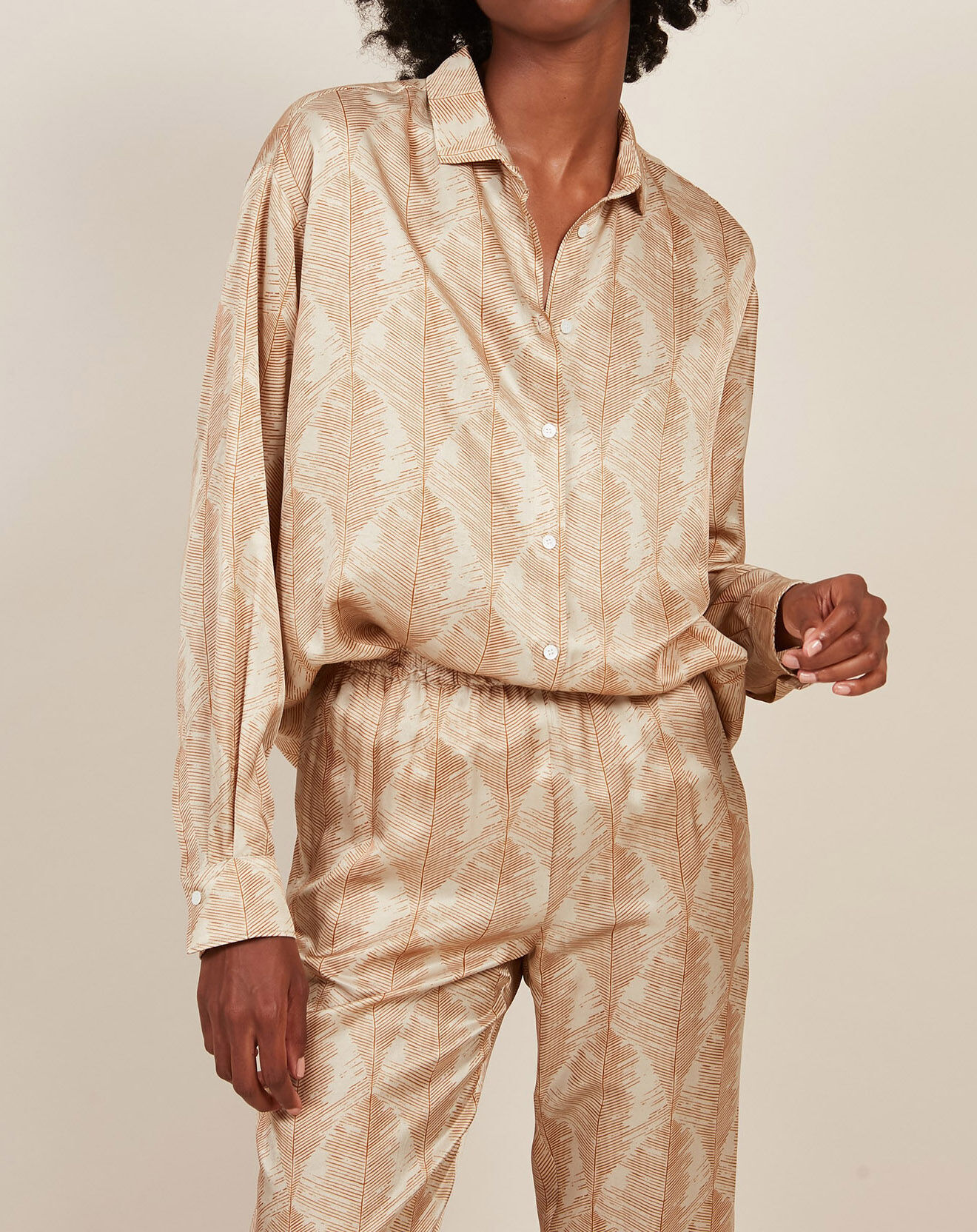 Hartford Chemise en Soie mélangée Charlot caramel/beige