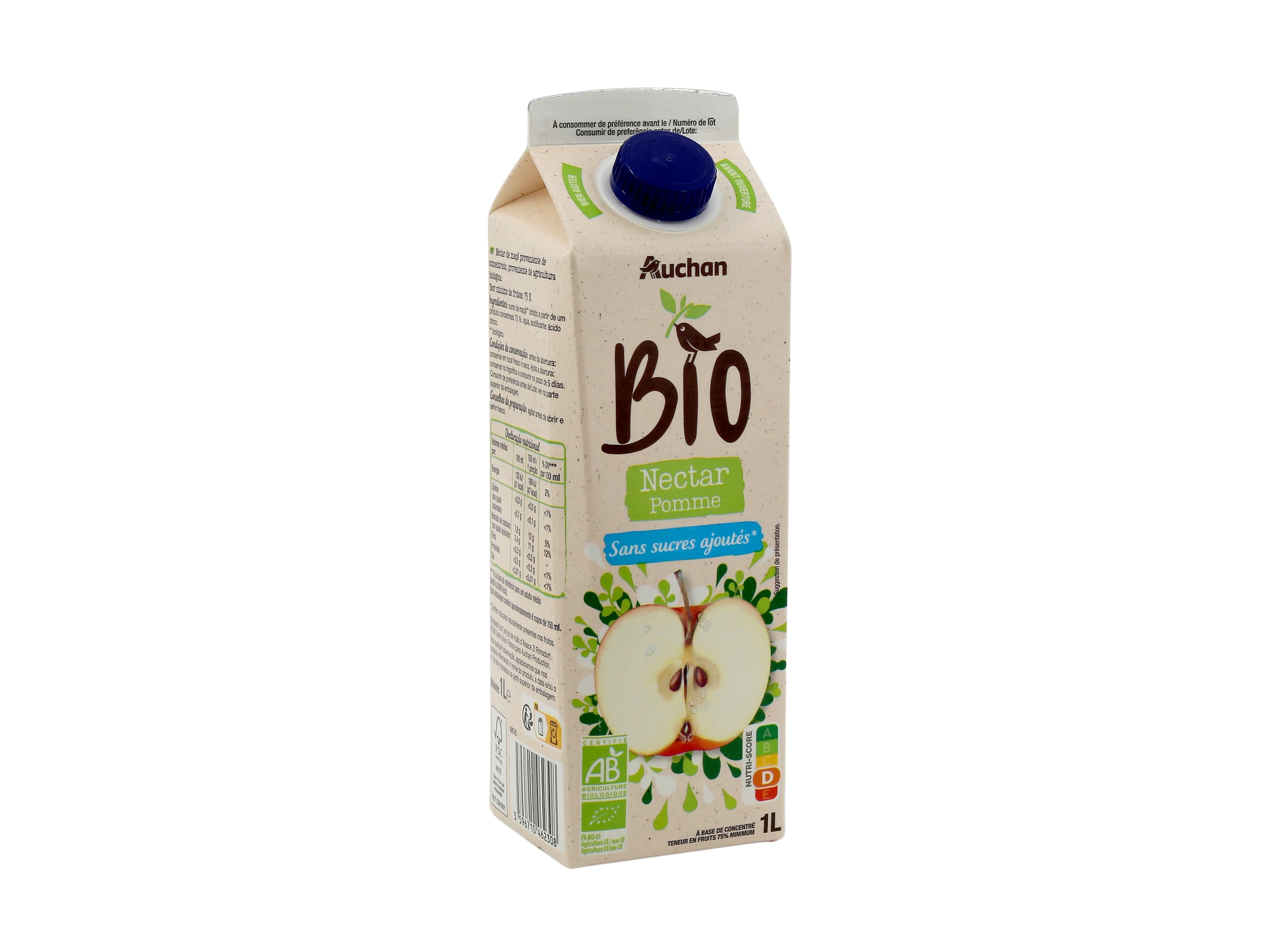 NECTAR AUCHAN BIO MAÇÃ 1L